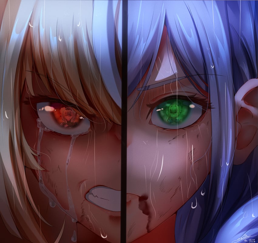 shirogane noel and shiranui flare (hololive) drawn by chii_(chicritro)