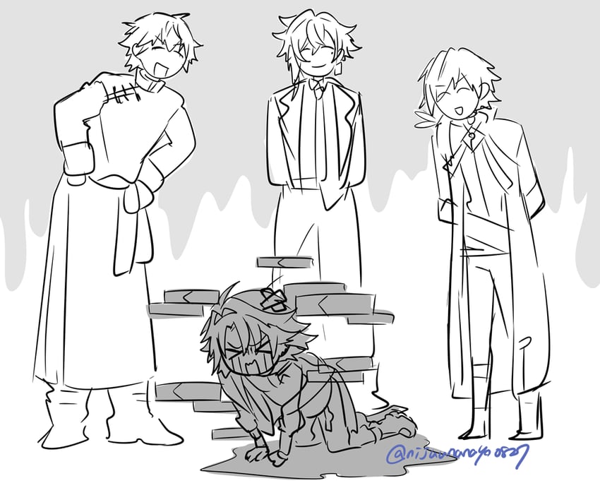 lauren iroas, watarai hibari, and ex albio (nijisanji) drawn by ninahachi