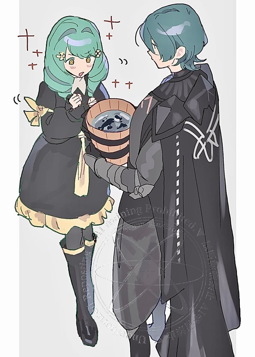 male byleth and flayn (fire emblem and 1 more) drawn by shumatsu3210