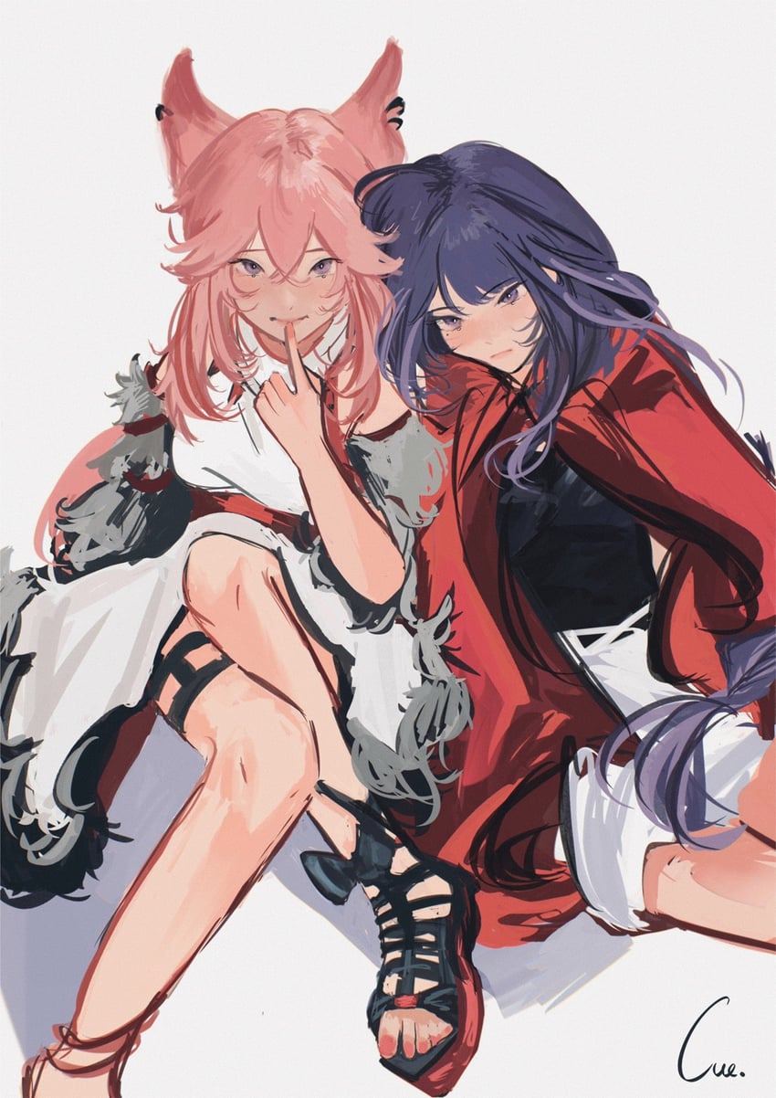 raiden shogun, yae miko, little red riding hood, and big bad wolf (genshin impact and 1 more) drawn by inqueueu