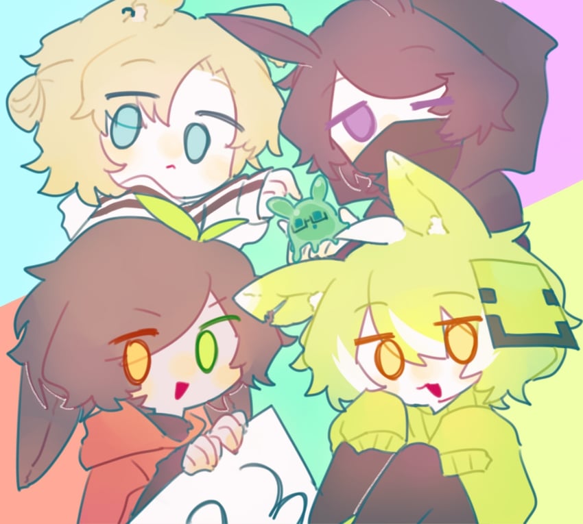 tapl, punz, fruitberries, illumina, and petezahhutt (minecraft youtube) drawn by wen_se_nan_sen