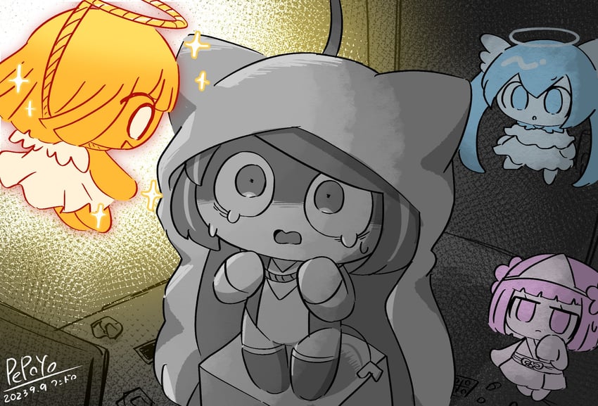hatsune miku, vy1, poyoroid, and turiel (original and 5 more) drawn by pepoyo