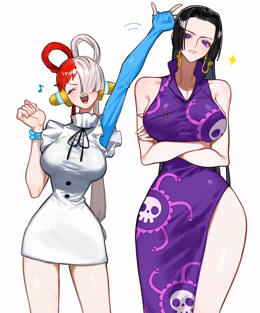 boa hancock and uta (one piece) drawn by siokosho_kinoko