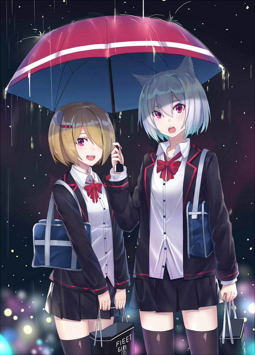 bismarck and graf spee (warship girls r) drawn by echj