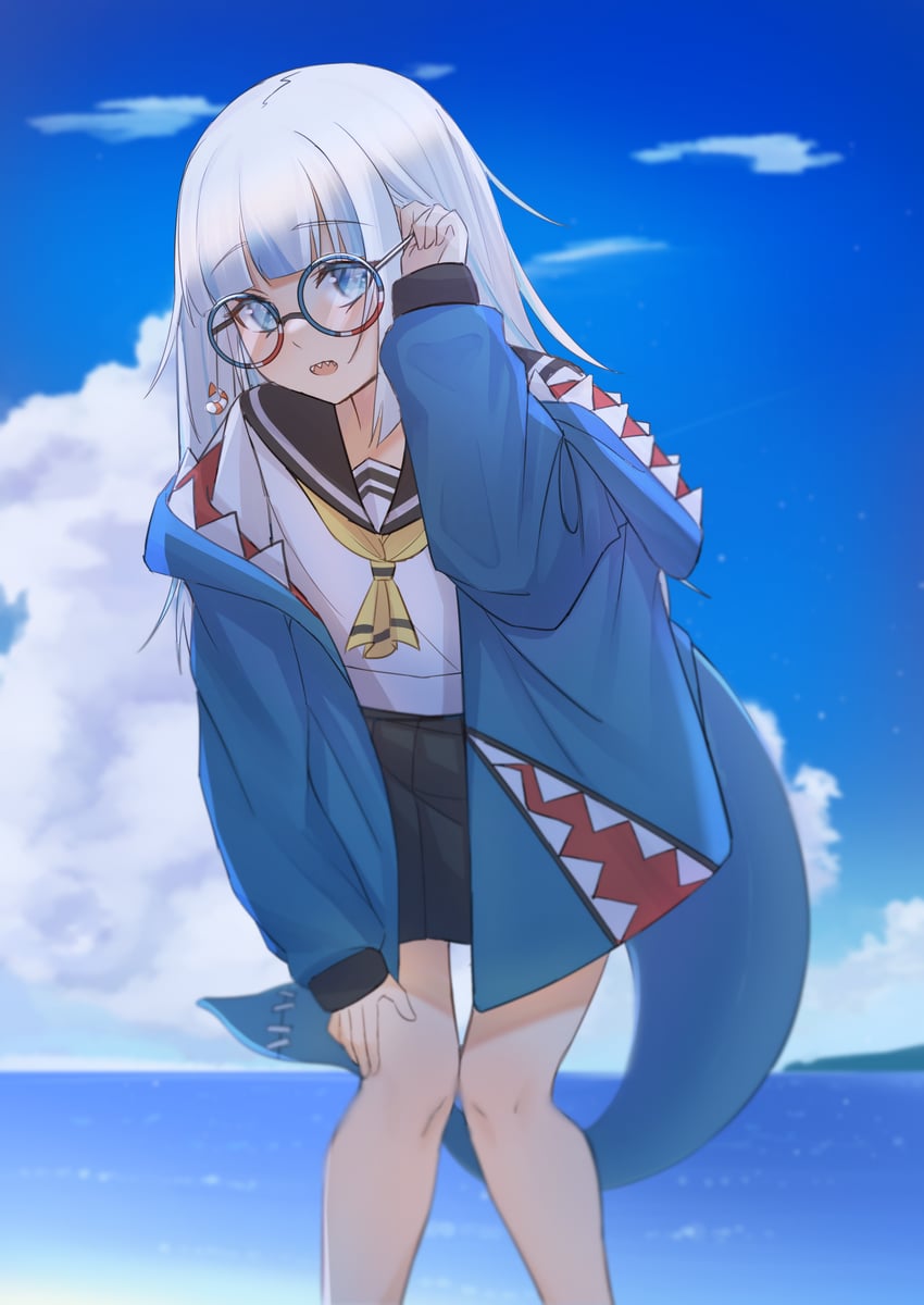 gawr gura (hololive and 1 more) drawn by nori_(nori_artwork)