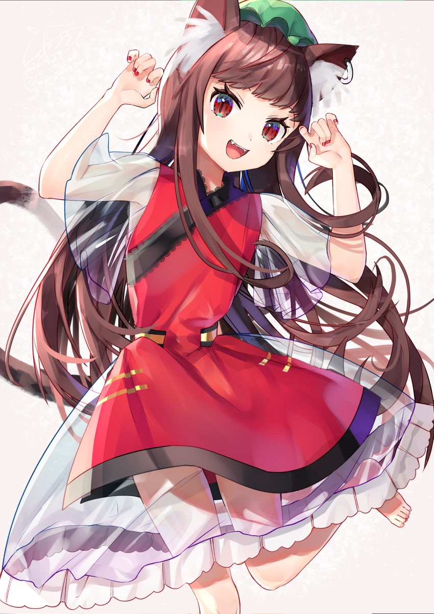 chen (touhou and 1 more) drawn by gunjou_row