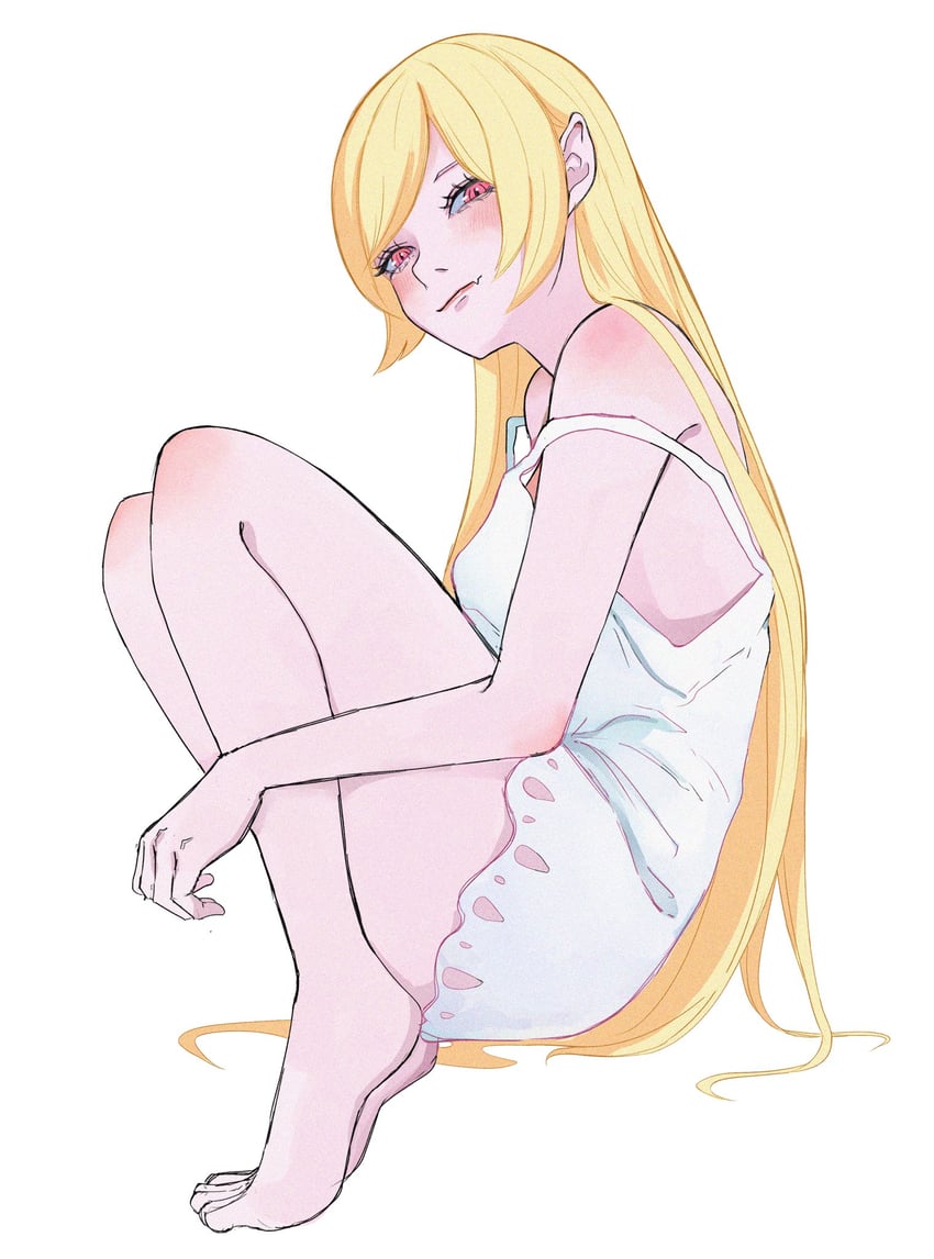 oshino shinobu and kiss-shot acerola-orion heart-under-blade (monogatari and 1 more) drawn by 22enose22