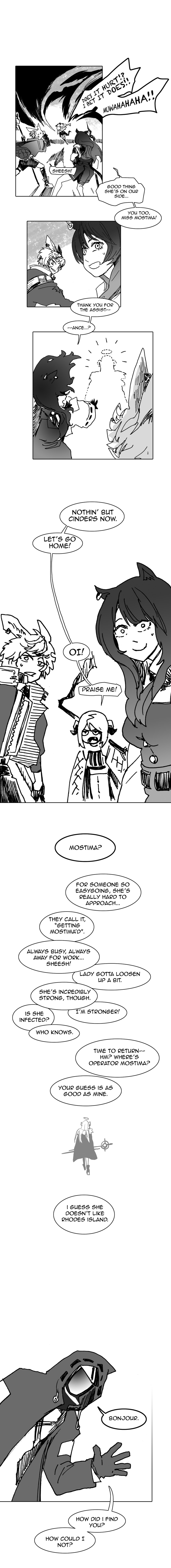 doctor, mostima, ifrit, skyfire, and leonhardt (arknights) drawn by octodeco
