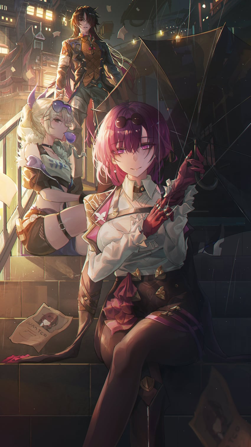 kafka, silver wolf, and blade (honkai and 1 more) drawn by turbulence