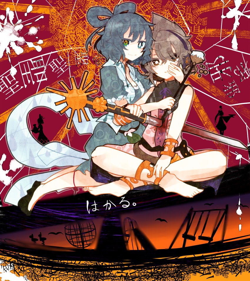 toyosatomimi no miko, mononobe no futo, kaku seiga, and soga no tojiko (touhou) drawn by itomugi-kun