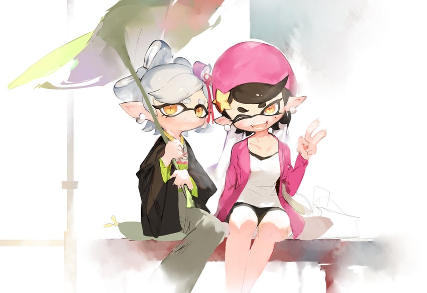 marie and callie (splatoon and 1 more) drawn by toridamono