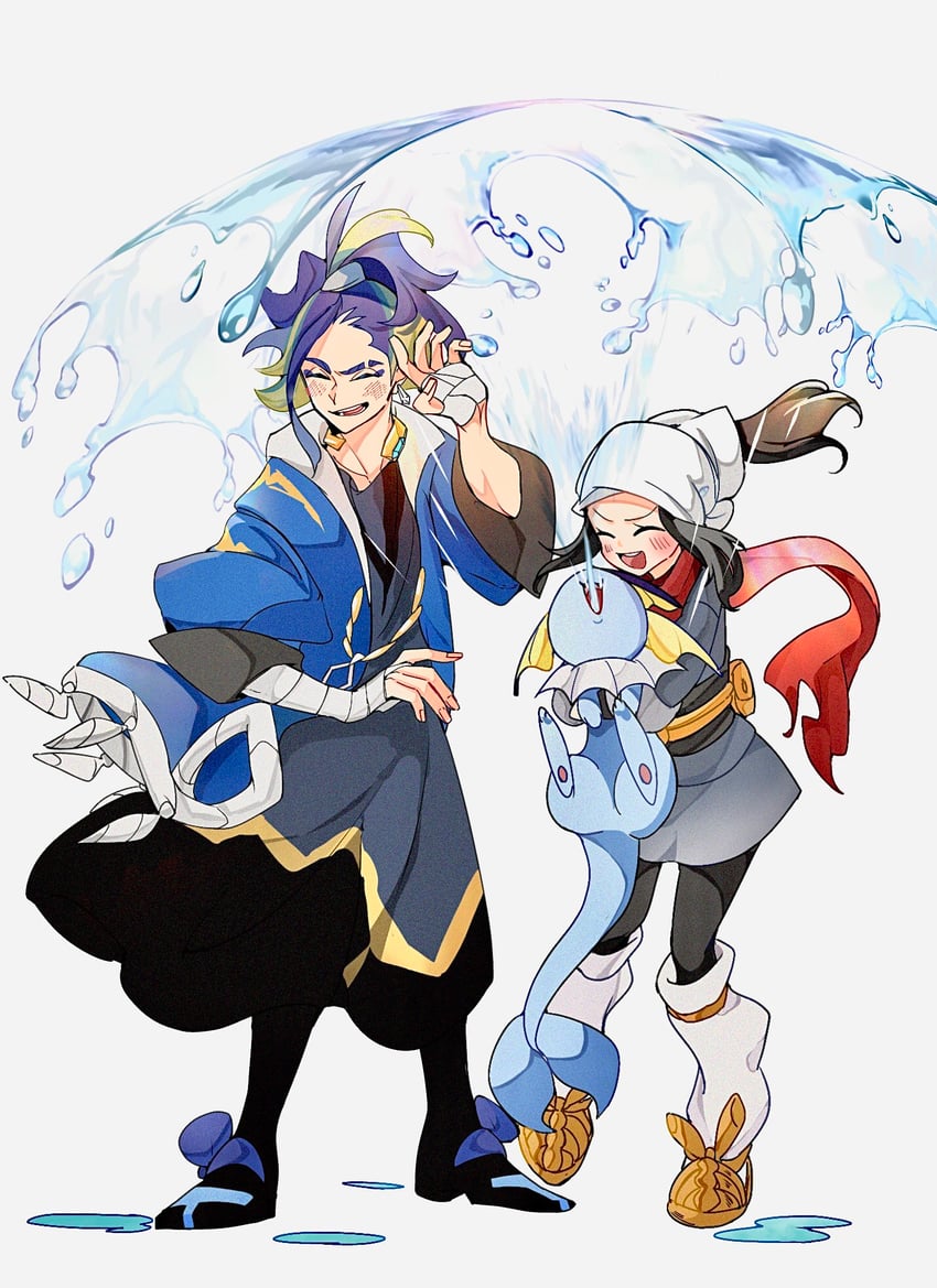 akari, vaporeon, and adaman (pokemon and 1 more) drawn by cocoa_s3
