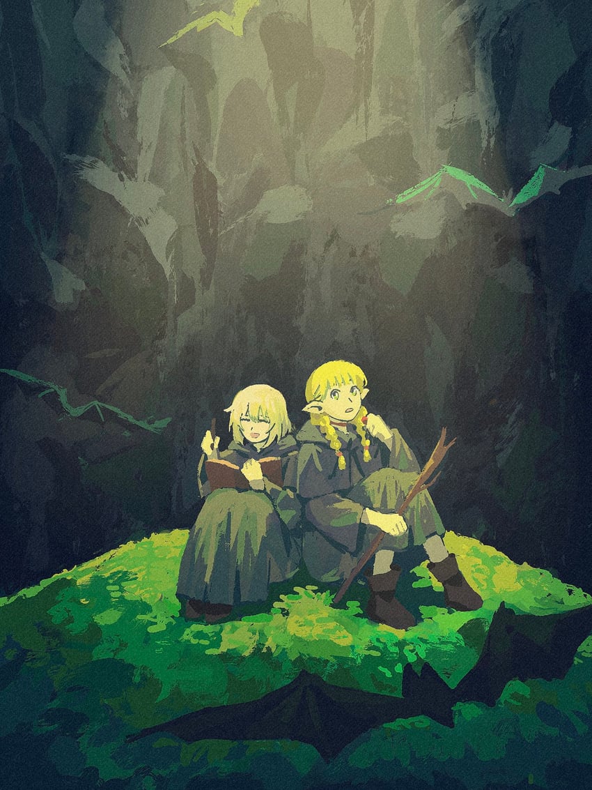 marcille donato and falin touden (dungeon meshi) drawn by cyberseaurchin