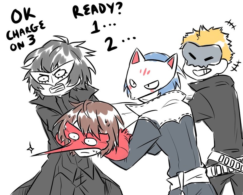 amamiya ren, akechi gorou, sakamoto ryuuji, and kitagawa yuusuke (persona and 1 more) drawn by mao_(expuella)