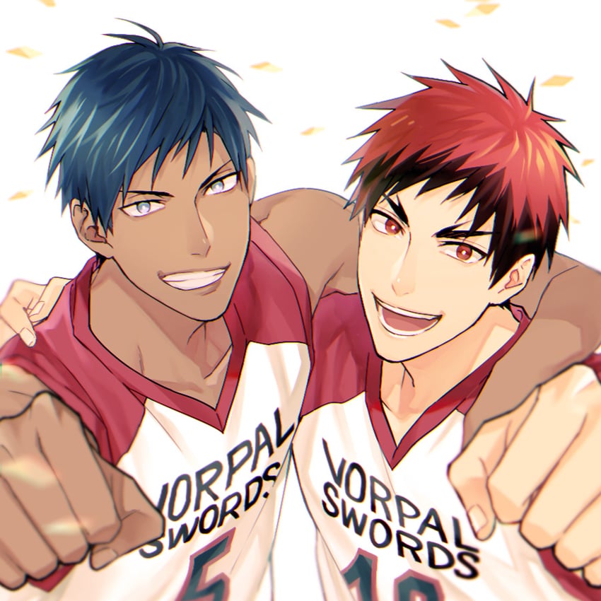 aomine daiki and kagami taiga (kuroko no basuke) drawn by yuuto_(sky_cloister)