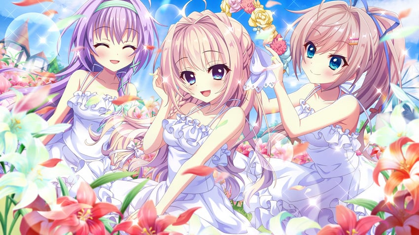 shiratori amaha, himura nagisa, and hokaze kanade (re:stage!) drawn by izumi_tsubasu