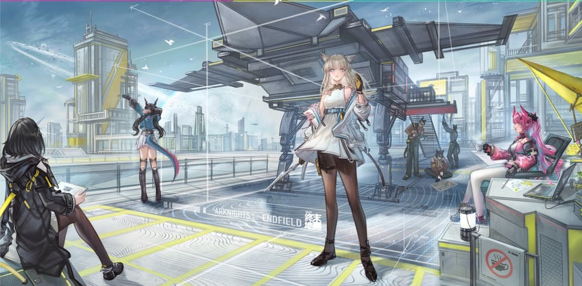 perlica, endministrator, female endministrator, chen qianyu, and yvonne (arknights and 1 more) drawn by xue_meishu_mei_chulu