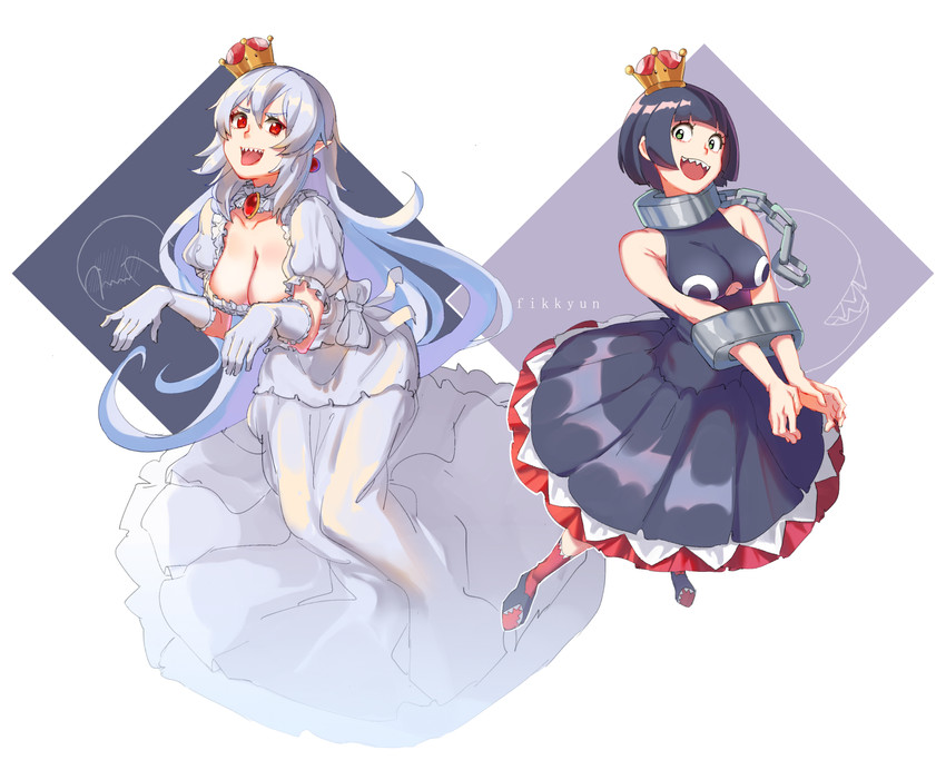 princess king boo, boo, chain chomp, and princess chain chomp (mario and 2 more) drawn by fikkyun