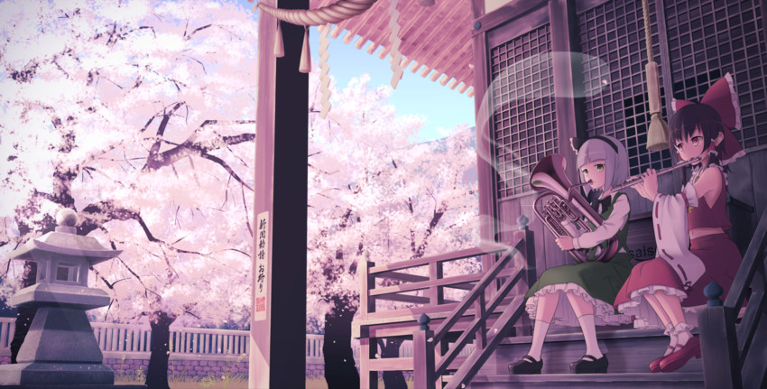 hakurei reimu and konpaku youmu (touhou and 1 more) drawn by irigoma_(jikabi_baisen)