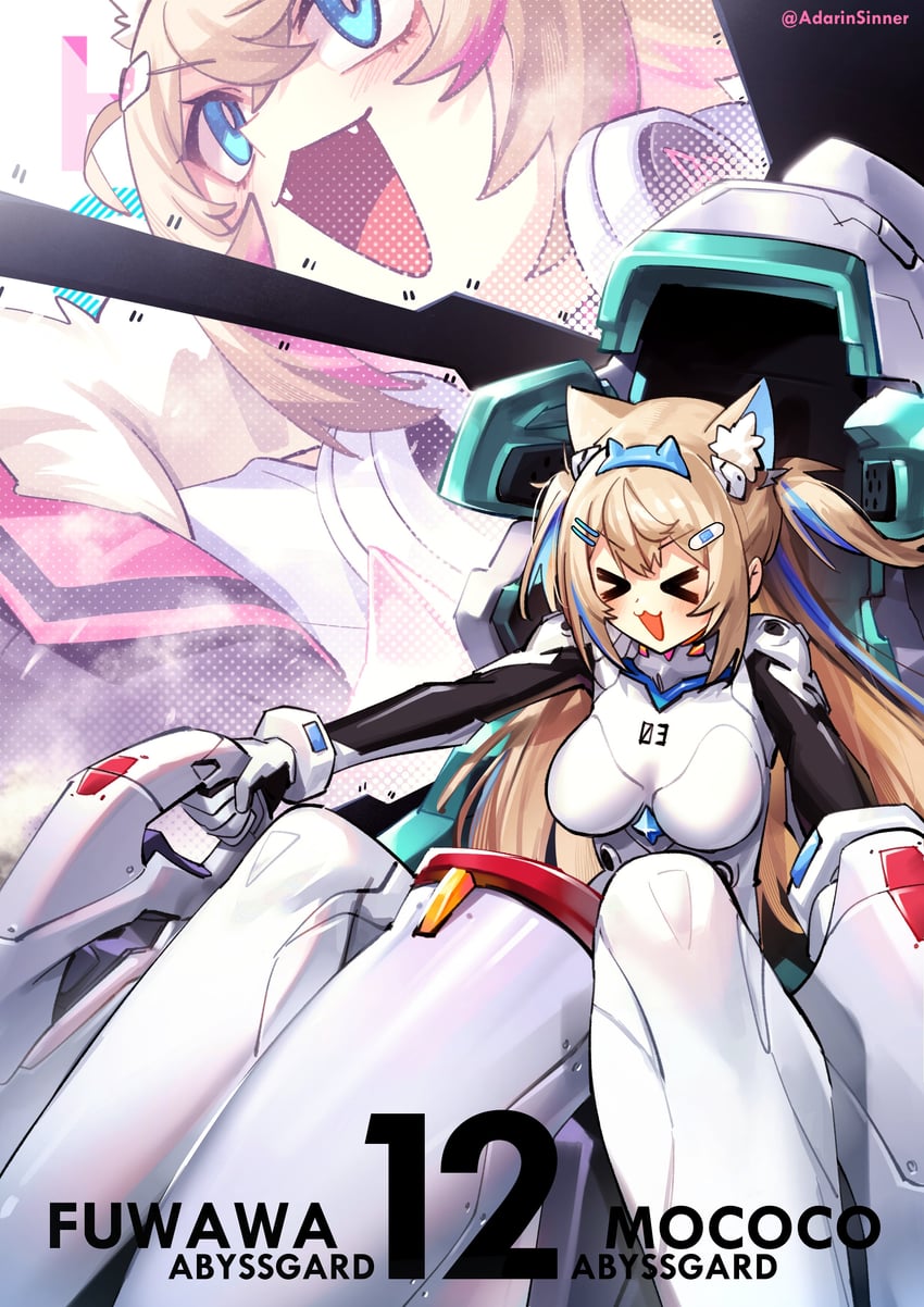 fuwawa abyssgard and mococo abyssgard (hololive and 2 more) drawn by adarin
