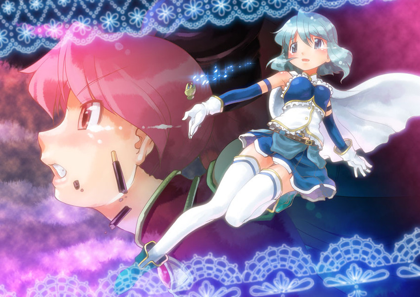 miki sayaka and sakura kyoko (mahou shoujo madoka magica) drawn by mizuki_hitoshi