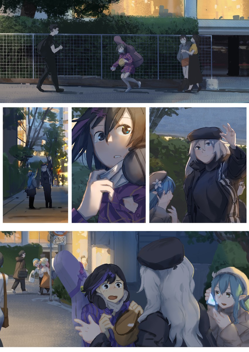 yukihana lamy, shishiro botan, omaru polka, momosuzu nene, and mano aloe (hololive) drawn by ye_fan