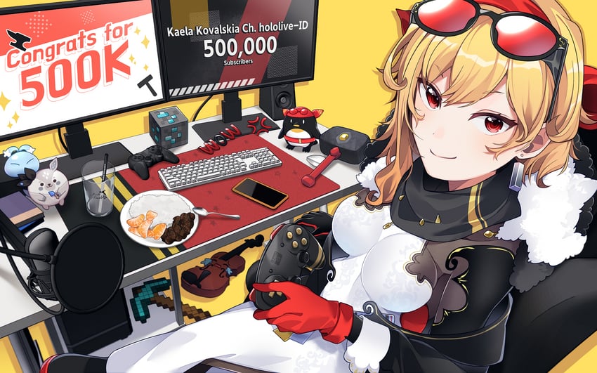 kaela kovalskia, bazo, and pemaloe (hololive and 2 more) drawn by mitsumine_(ookami_no_oyashiro)