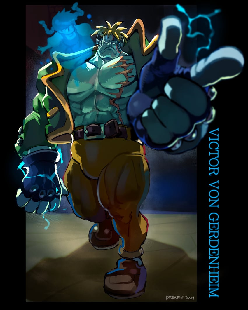 frankenstein's monster, victor von gerdenheim, and emily (darkstalkers) drawn by dreaminerryday