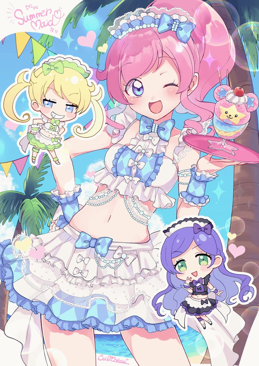 momoyama mirai, moegi emo, kiracchu, and aoba rinka (pretty series and 1 more) drawn by marueri