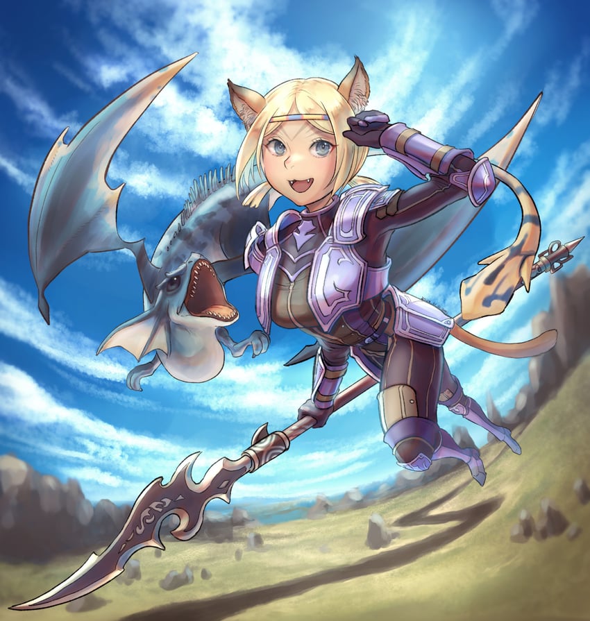 adventurer, dragoon, and dragoon wyvern (final fantasy and 1 more) drawn by cactus41747280