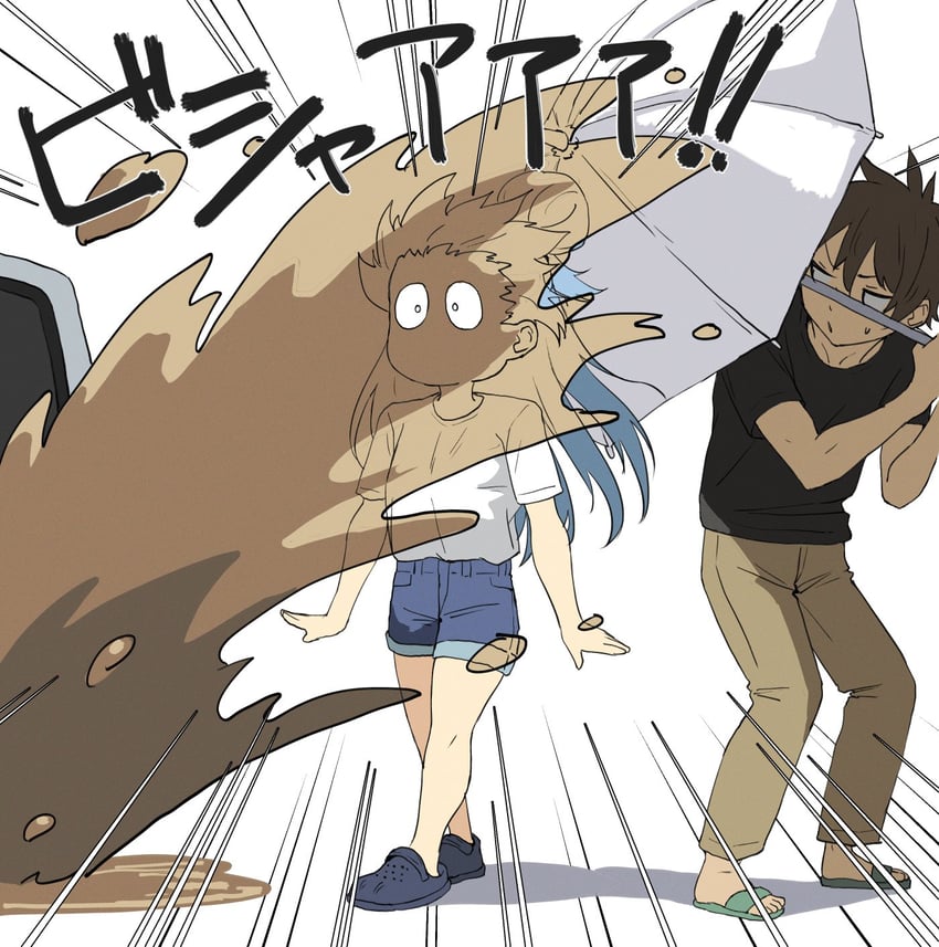 aqua and satou kazuma (kono subarashii sekai ni shukufuku wo!) drawn by izawa_(bhive003)