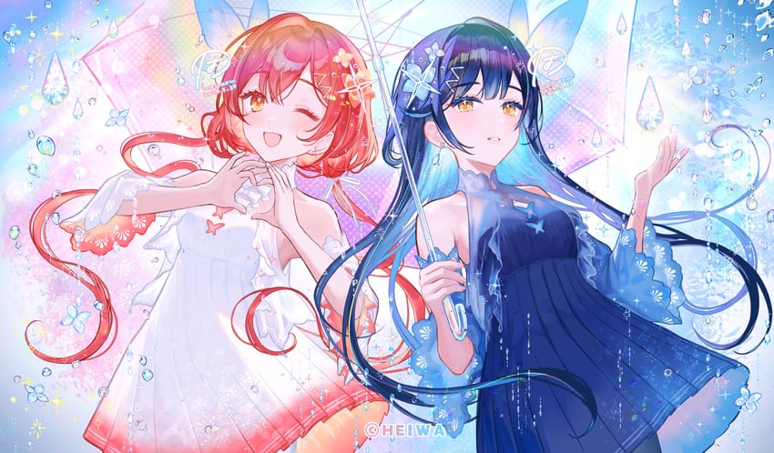 kirishima luna and kirishima haru (haruluna) drawn by hamaru_log