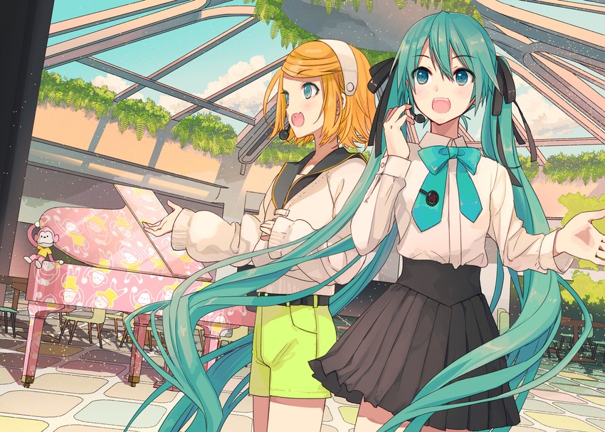 hatsune miku, kagamine rin, and marashii (vocaloid) drawn by ixima