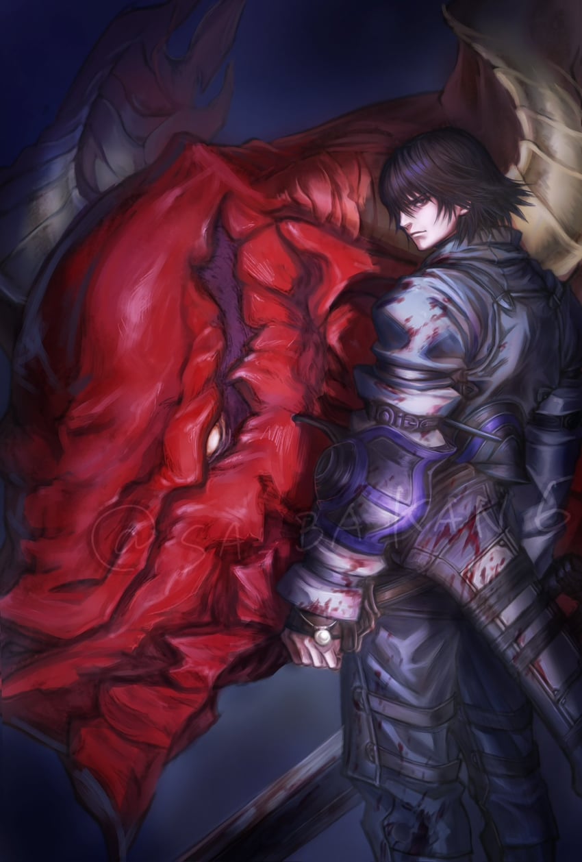 caim and angel (drag-on dragoon and 1 more) drawn by sa_bakan6