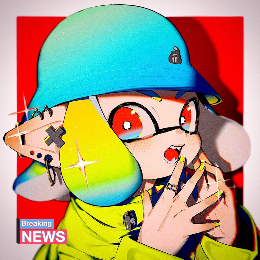 inkling player character and inkling girl (splatoon) drawn by hossi