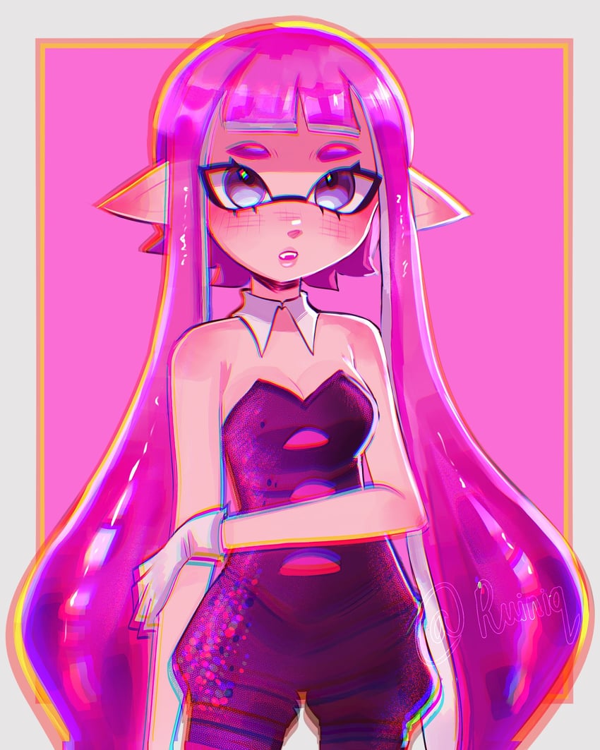 inkling player character, inkling girl, and callie (splatoon) drawn by ruilumen_(ruinique)