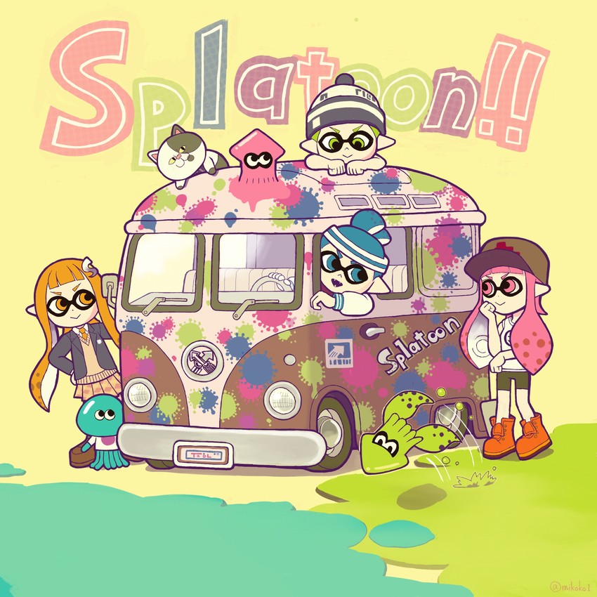 inkling player character, inkling girl, inkling boy, jellyfish, and judd (splatoon and 1 more) drawn by mikoko1