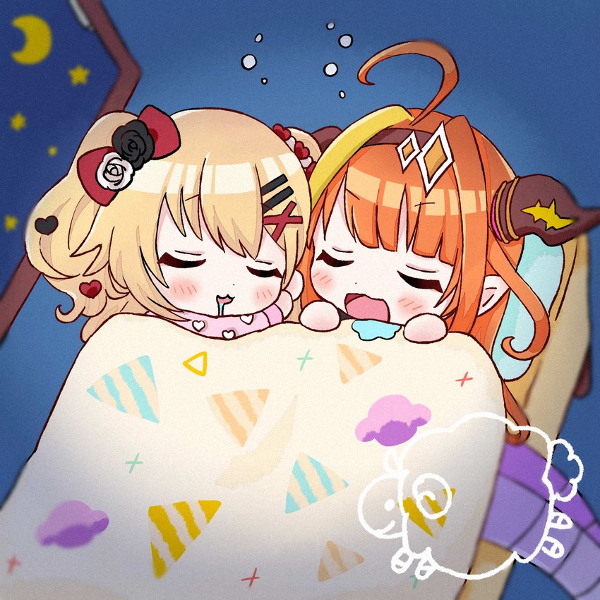 kiryu coco and akai haato (hololive) drawn by kaniq