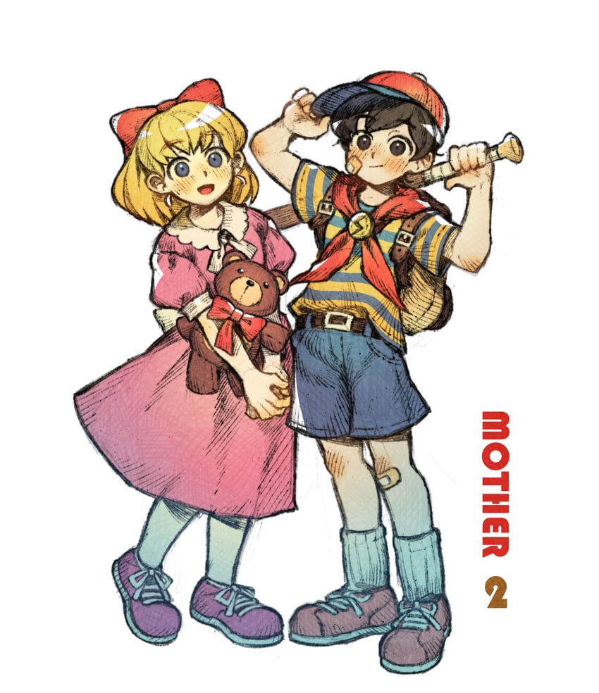 ness and paula (mother and 1 more) drawn by 9twoeight