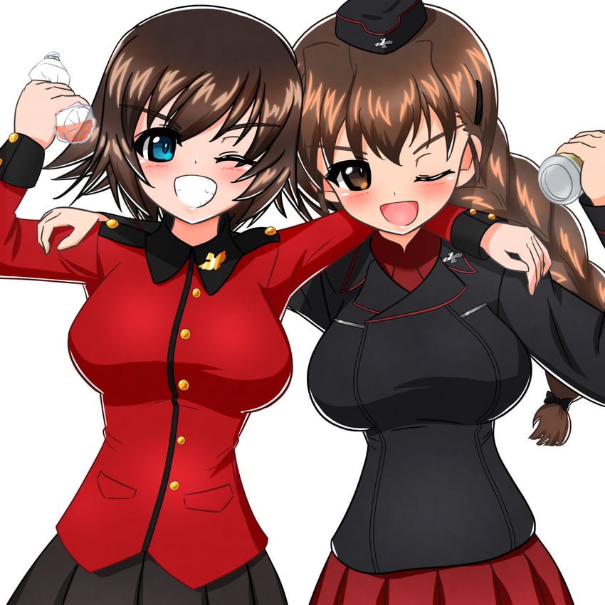 rukuriri and hida ema (girls und panzer) drawn by earlobe1514366