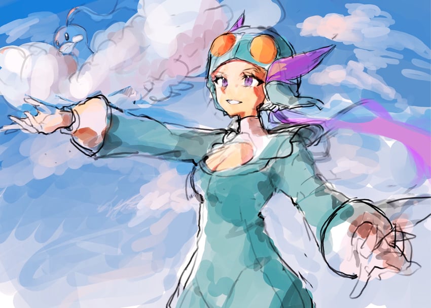 altaria and winona (pokemon and 1 more) drawn by fukuzawa_(huku486)