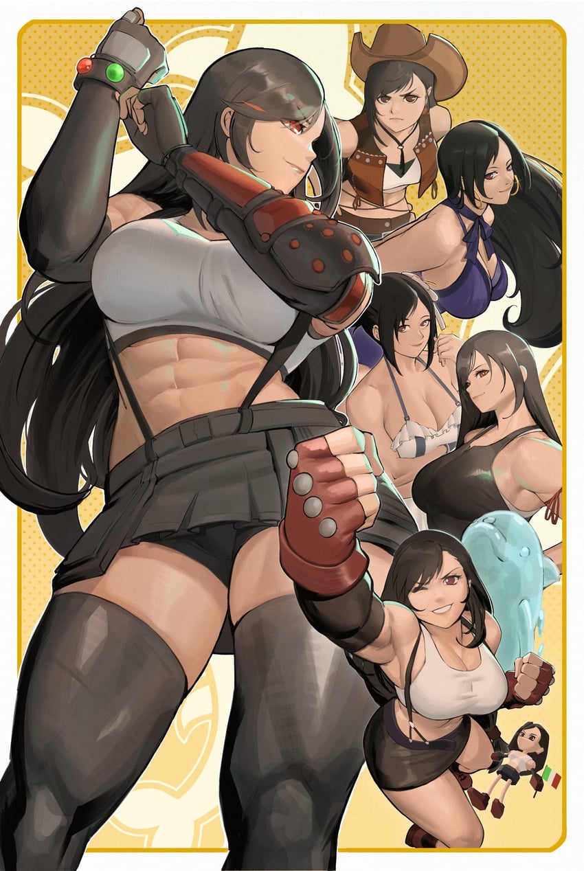 tifa lockhart (final fantasy and 5 more) drawn by zukululuu