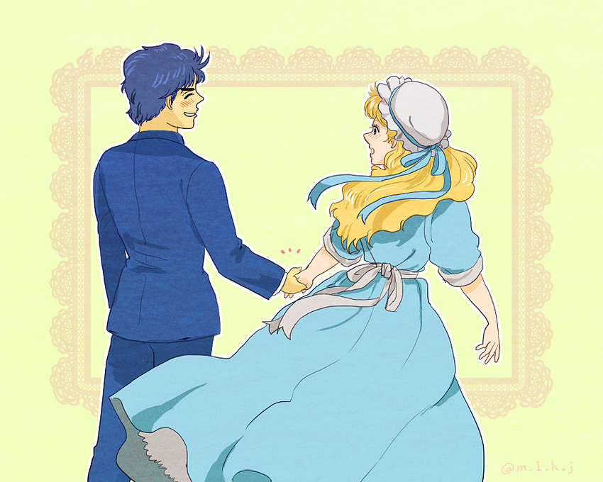 jonathan joestar and erina pendleton (jojo no kimyou na bouken and 1 more) drawn by maiko818