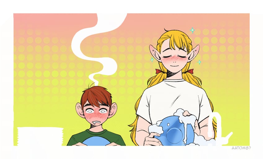 marcille donato and chilchuck tims (dungeon meshi) drawn by aatom87