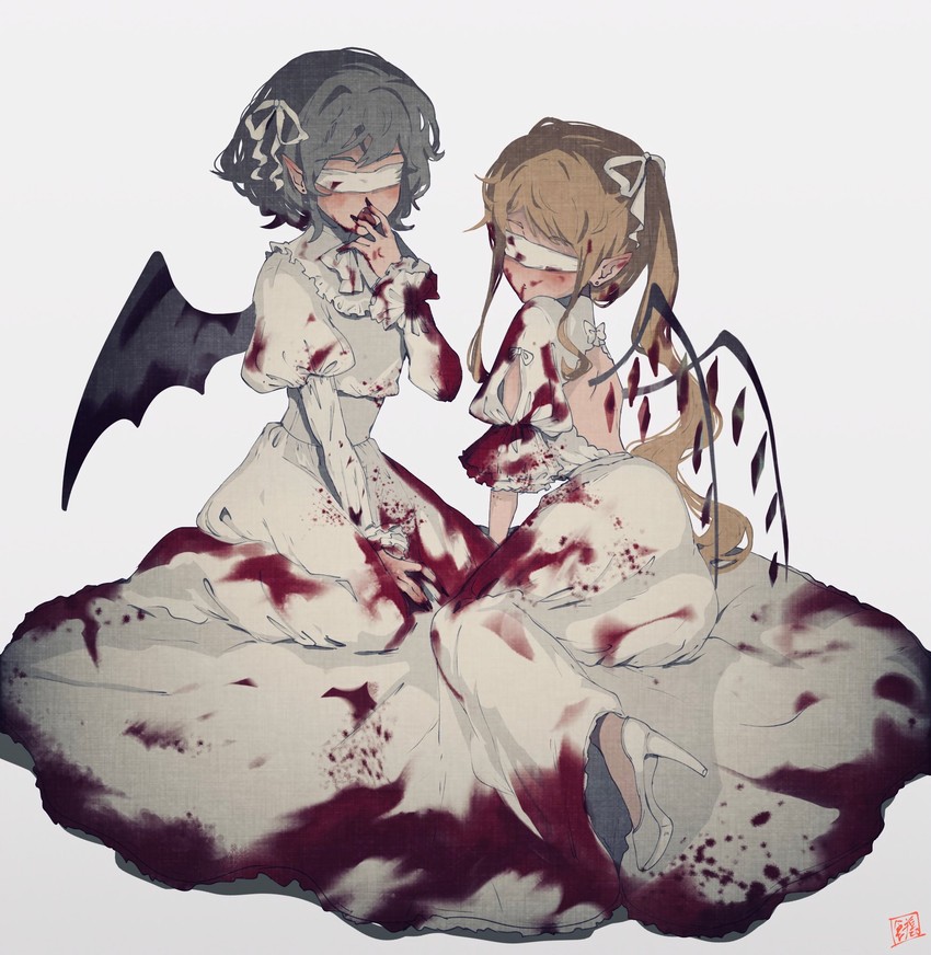remilia scarlet and flandre scarlet (touhou) drawn by sokura_(mochichitose)