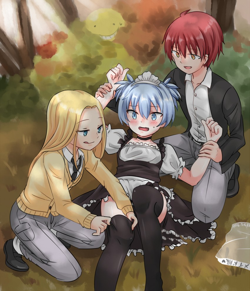 shiota nagisa, akabane karma, koro-sensei, and nakamura rio (ansatsu kyoushitsu) drawn by tenten_(kitty)