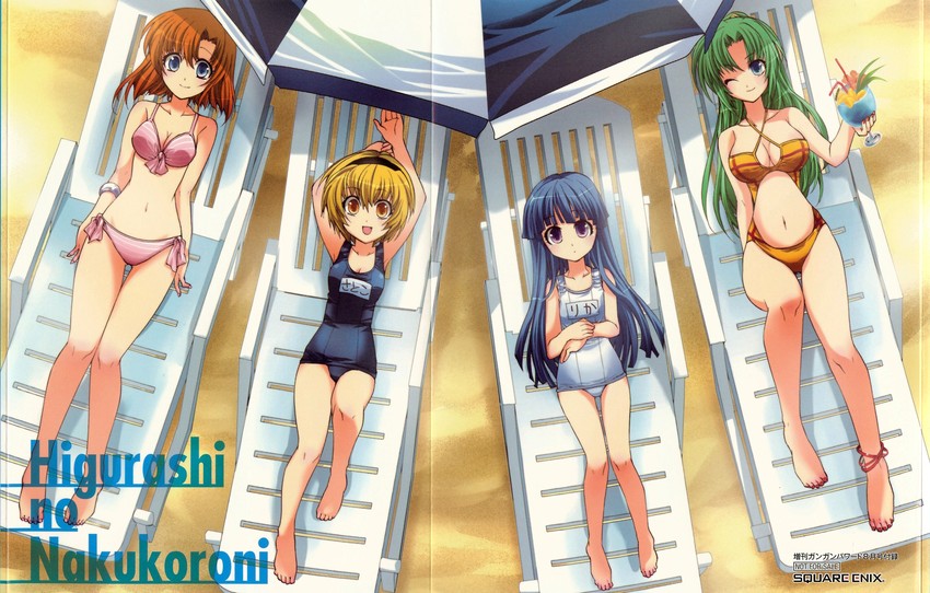 furude rika, ryuuguu rena, houjou satoko, and sonozaki mion (higurashi no naku koro ni) drawn by suzuragi_karin