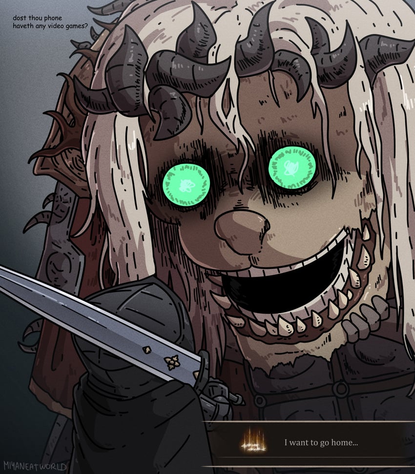 tarnished and divine beast dancing lion (elden ring and 1 more) drawn by miyan_(oceanmaiden)