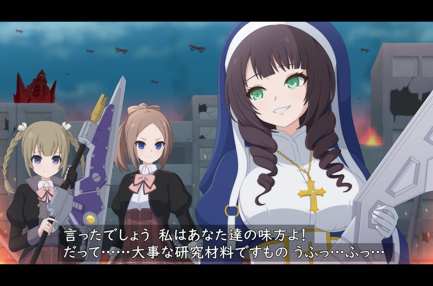 kishimoto lucia raimu, ichinomiya michaela himari, and kosaka anastasia ryouko (assault lily) drawn by haniwa_(kiminozorazio)