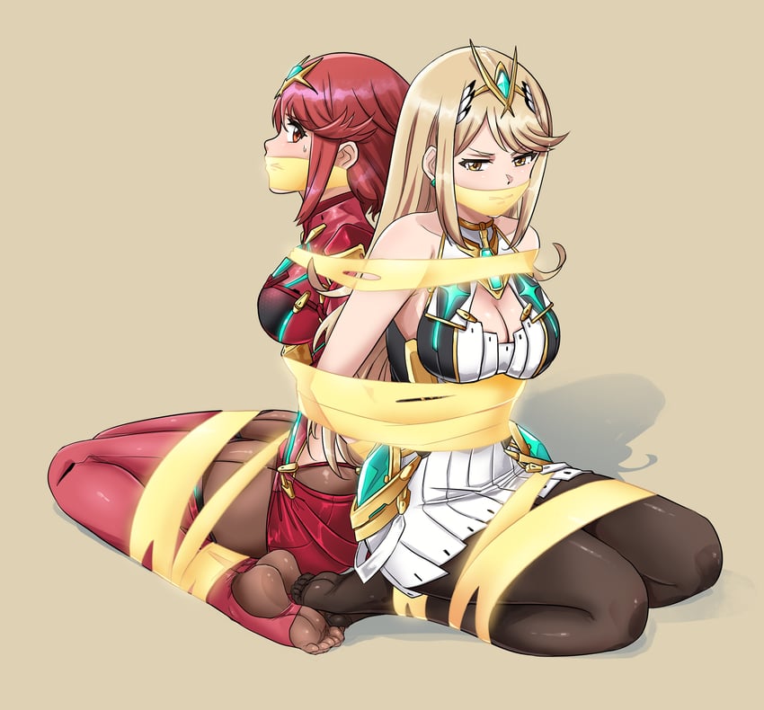 pyra and mythra (xenoblade chronicles and 1 more) drawn by lost_one_zero